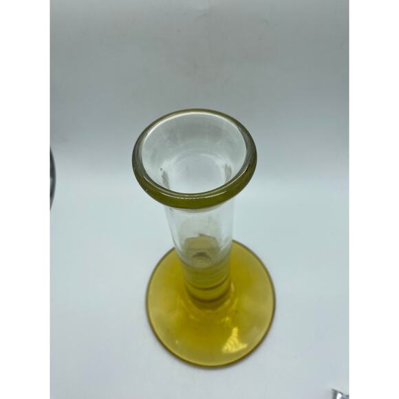 Blenko 9706 Crystal /Topaz Candle holder Bud vase 9.5 inch 1997 Rare - Picture 3 of 5